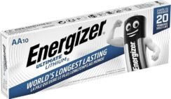 Energizer Ultimate Lithium AA Batteries (10 Pack) – The World’s Longest Lasting Double A Battery – 100% Leak Proof Construction – 25 Year Shelf Life